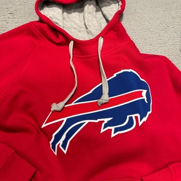 Men's Buffalo Bills Red Pullover Embroidered Hoodie Hoody Sweatshirt Size Large - Picture 3 of 11